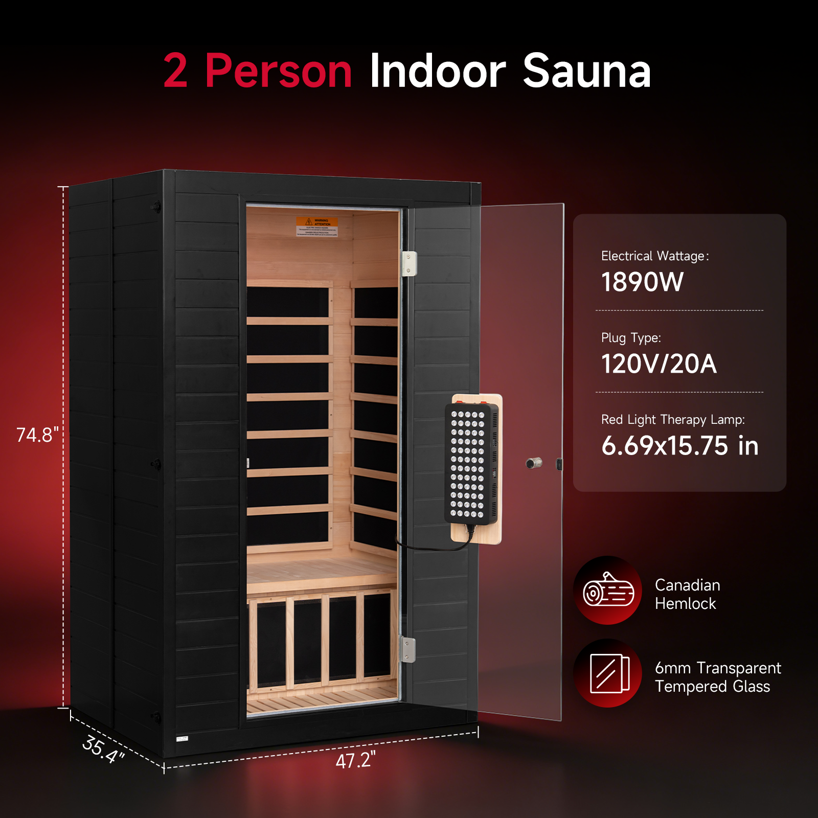Neptune 2 Person Full Spectrum Red-Light Therapy Sauna
