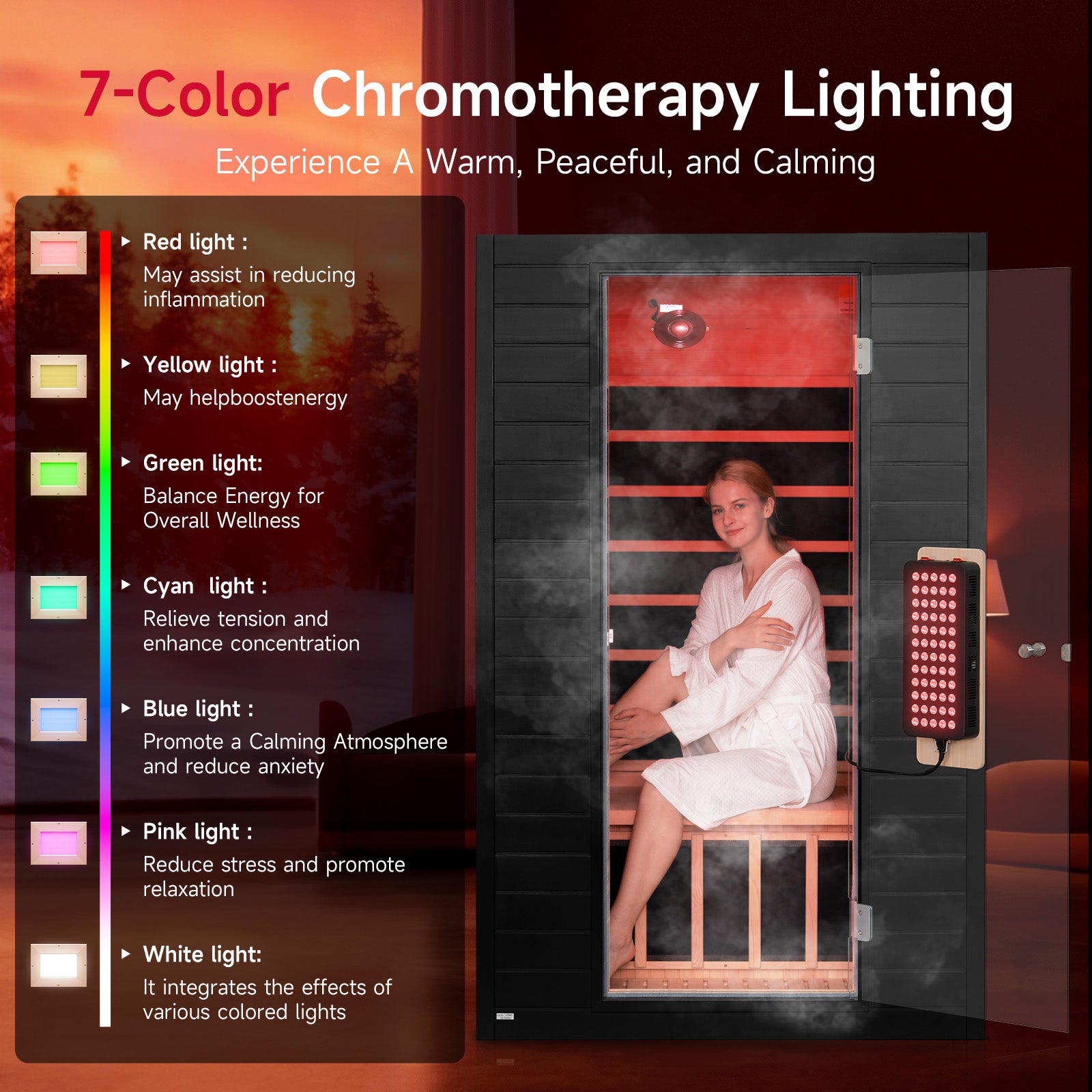 Neptune 2 Person Full Spectrum Red-Light Therapy Sauna