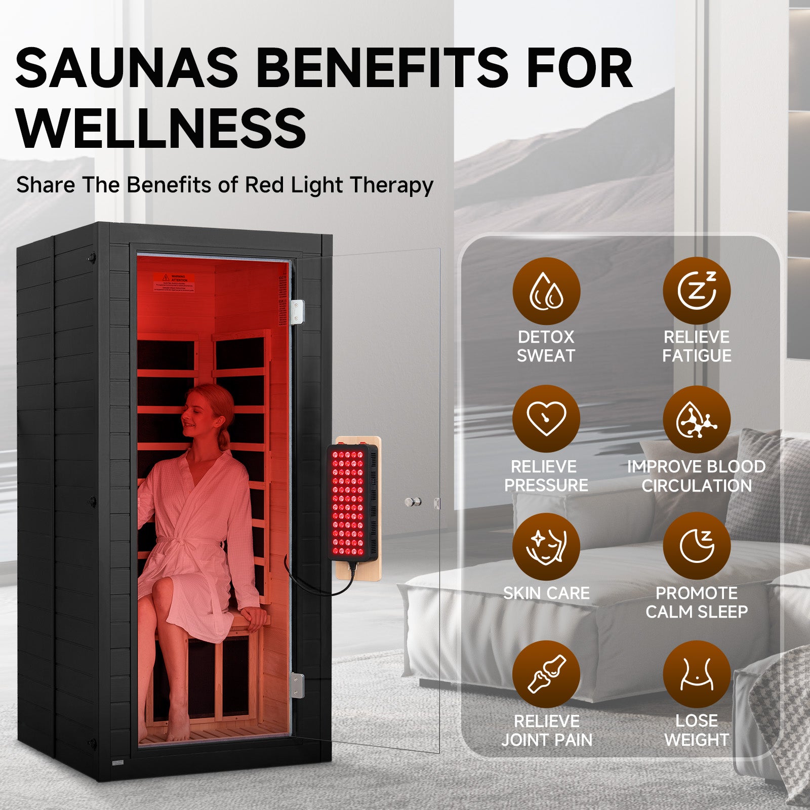 Neptune 1 Person Full Spectrum Red-Light Therapy Sauna