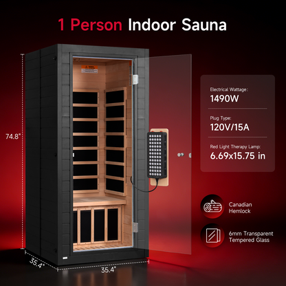 Neptune 1 Person Full Spectrum Red-Light Therapy Sauna