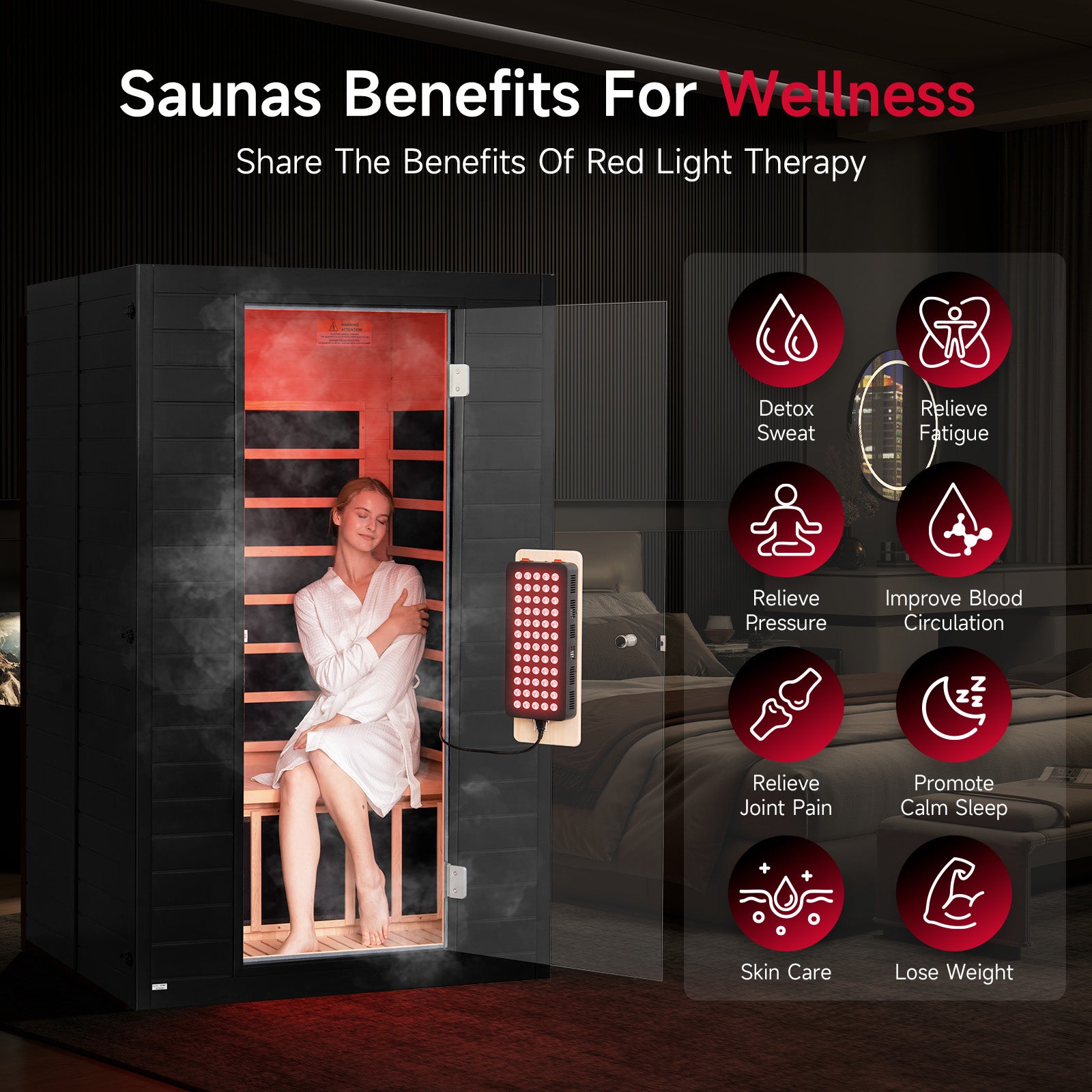 Neptune 2 Person Full Spectrum Red-Light Therapy Sauna
