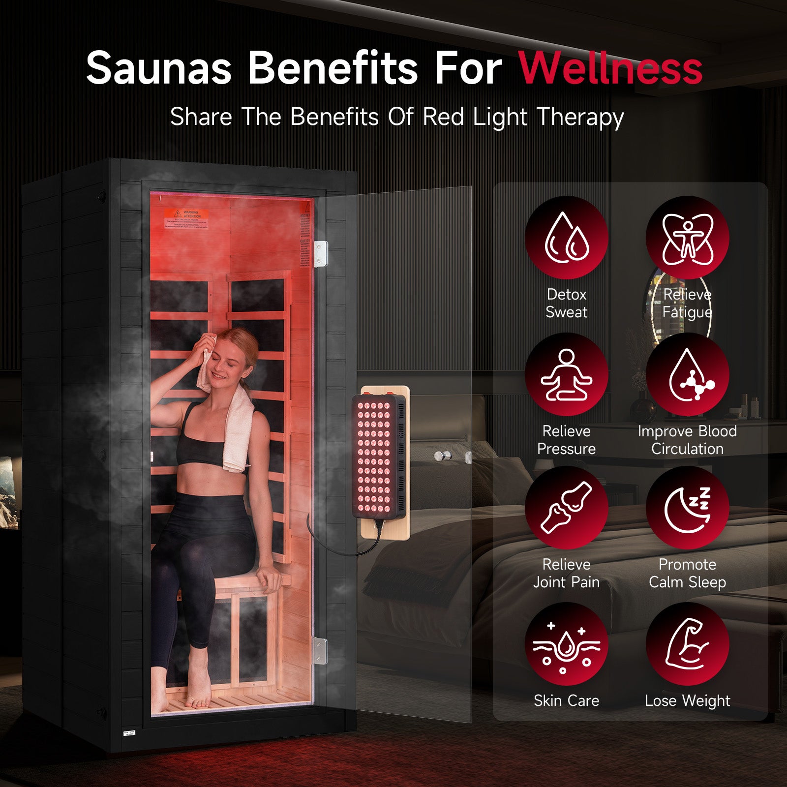 Neptune 1 Person Full Spectrum Red-Light Therapy Sauna