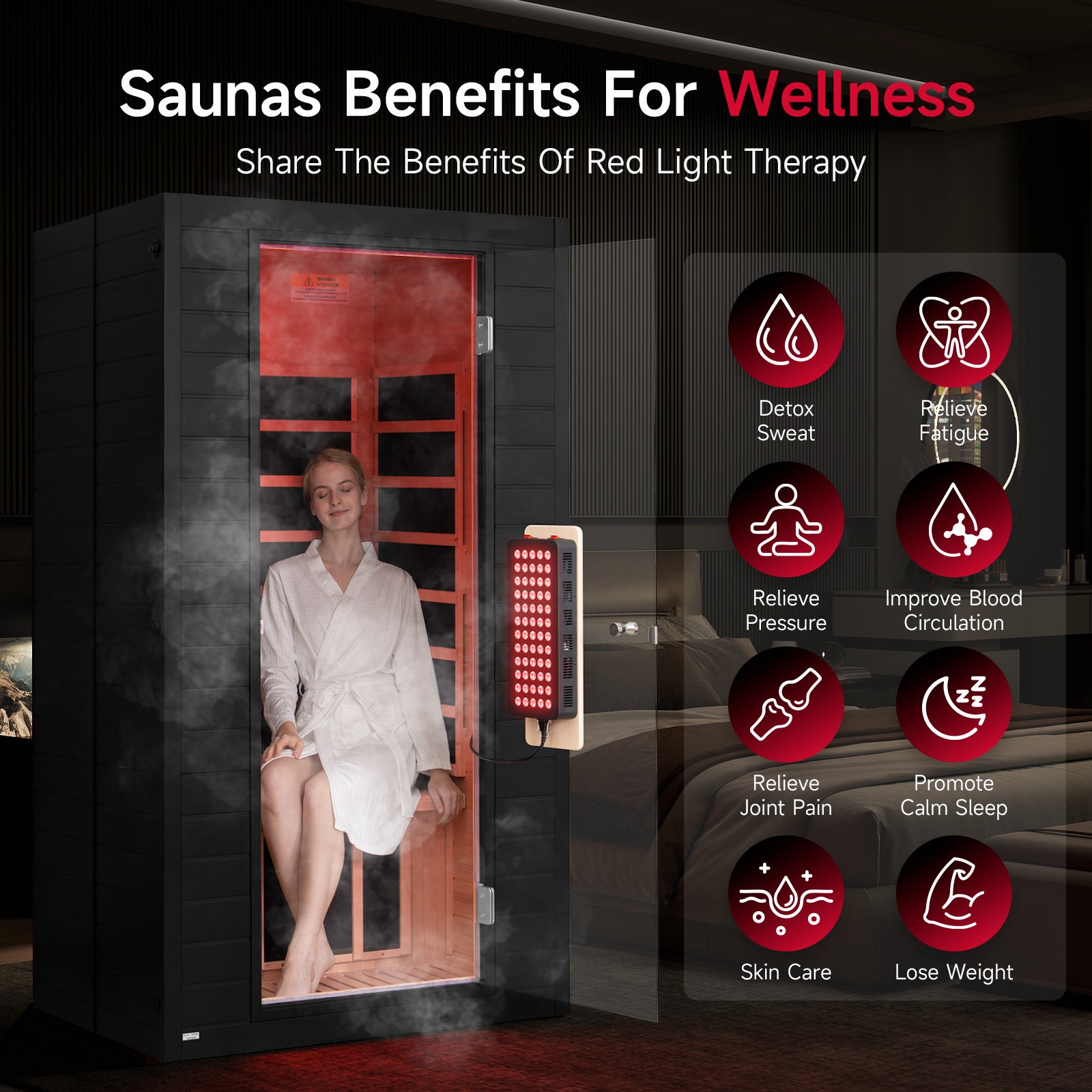 Neptune 1-2 Person Full Spectrum Red-Light Therapy Sauna