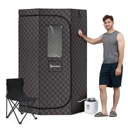 Real Relax Sports&Fitness Real Relax Sauna Box Portable Sauna for Home, 6.2ft Full Body Home Steam Sauna, Spacious Pentagon Steam Room Home Spa with 3.6L 1600W Steamer Sauna, Grey