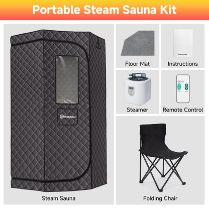 Real Relax Sports&Fitness Real Relax Sauna Box Portable Sauna for Home, 6.2ft Full Body Home Steam Sauna, Spacious Pentagon Steam Room Home Spa with 3.6L 1600W Steamer Sauna, Grey